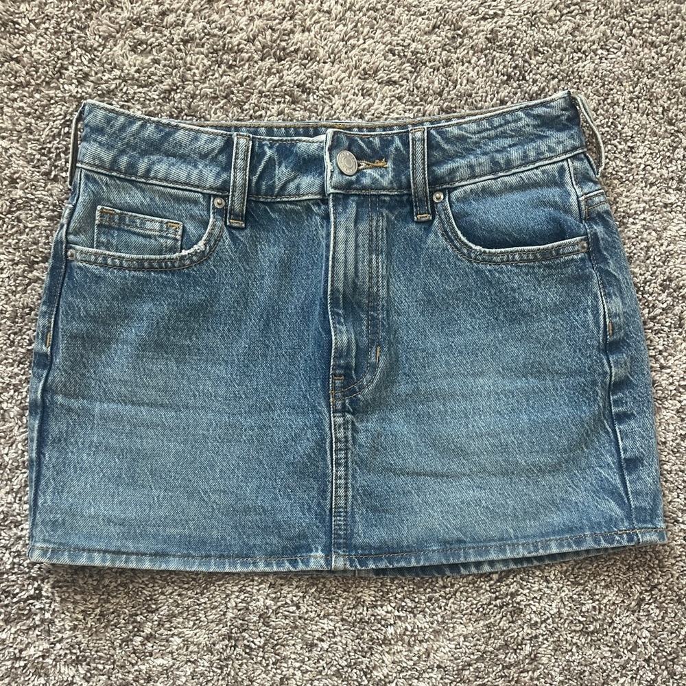Pacsun Bella Stretch Medium Indigo Mid Rise Denim Mini Skirt